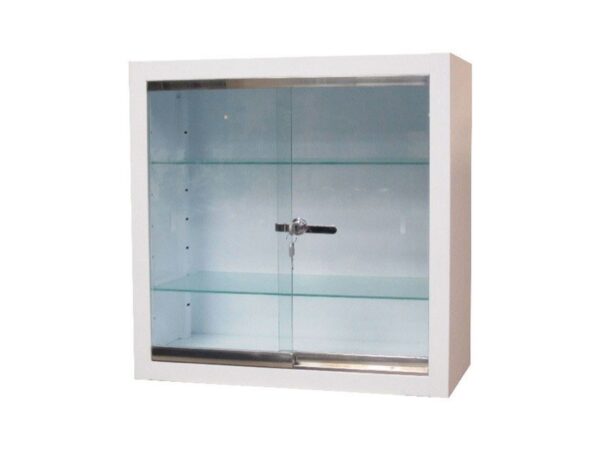 Armadio Pensile con 2 Ante in Vetro Temperato e Serratura