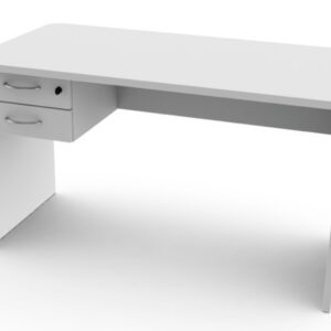 Scrivania da Ambulatorio 120 x 70 x h73 cm in Melamina Bianca con 2 Cassetti e L