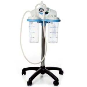 Aspiratore Chirurgico Supervega su Carrello con 2 Vasi da 2 Litri e Vuotometro