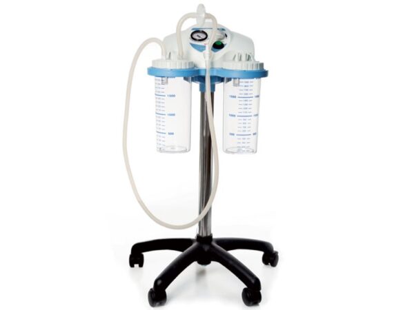 Aspiratore Chirurgico Supervega su Carrello con 2 Vasi da 2 Litri e Vuotometro