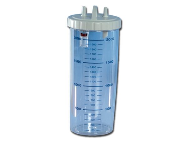 Vaso per Aspiratore 2 Litri con Coperchio e Valvola Autoclavabile 121°C - 4 pezz
