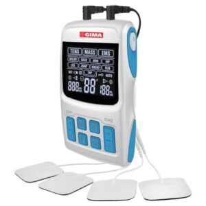 Elettrostimolatore GIMA-THER TENS/EMS/Massaggio 2 Canali, 36 Programmi - 4 pz - 2