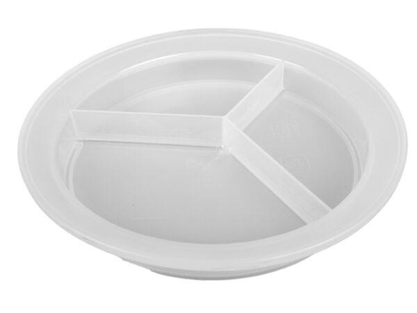 Piatto a 3 Sezioni in Plastica per Mantenere Cibi Separati - 20 pezzi