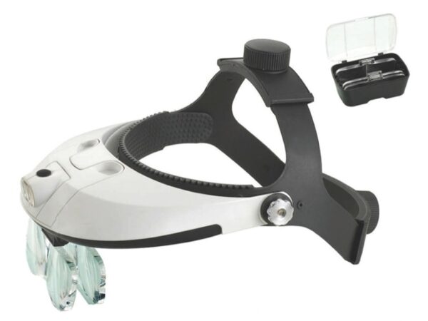 Caschetto con 2 LED e 5 Lenti Ingrandenti Regolabile 1,0x 1,5x 2,0x 2,5x 3,5x -