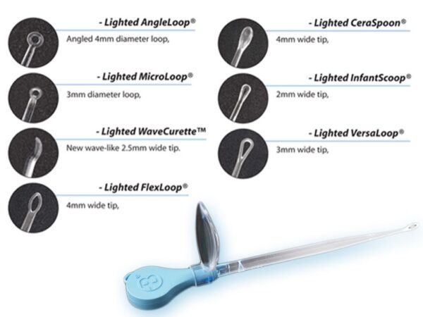 Assortimento Curette Auricolari Illuminate con LED e Lente 8 FlexLoop - 50 pezzi