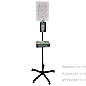 Piantana Porta Dispenser per Gel e Guanti in Acciaio Verniciato Nero - 2 pezzi