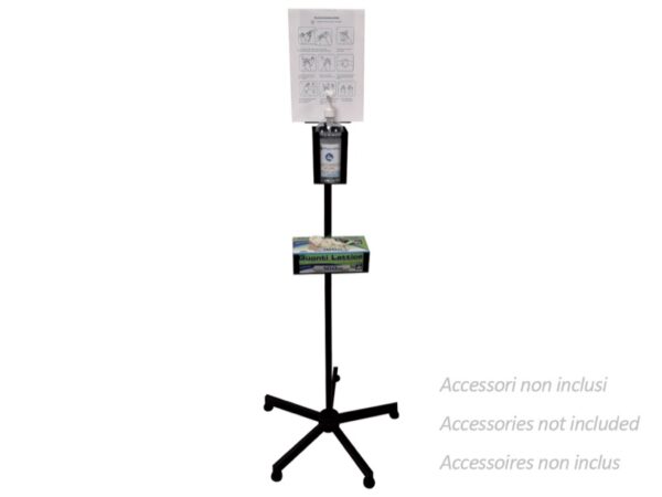 Piantana Porta Dispenser per Gel e Guanti in Acciaio Verniciato Nero - 2 pezzi