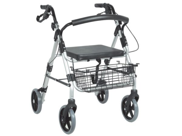 Deambulatore Silver Pieghevole con Sedile Cestello e Freni - 2 pezzi