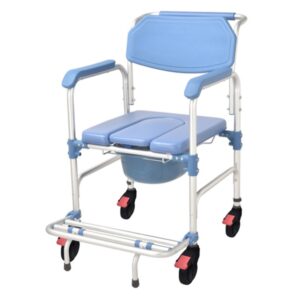 Sedia a Rotelle Comoda in Lega di Alluminio Blu - 2 pezzi - 1