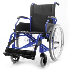 Carrozzina in Alluminio Classica a Doppio Incrocio, Seduta 46 cm, Tessuto Nero