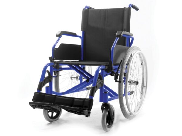 Carrozzina in Alluminio Classica a Doppio Incrocio, Seduta 46 cm, Tessuto Nero