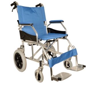 Carrozzina in Alluminio Queen Seduta 46 cm Tessuto Azzurro a Doppio Incrocio - 1
