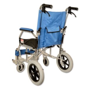 Carrozzina in Alluminio Queen Seduta 46 cm Tessuto Azzurro a Doppio Incrocio - 2
