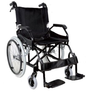 Carrozzina in Alluminio Prince Seduta 46 cm Nera a Doppio Incrocio - 1