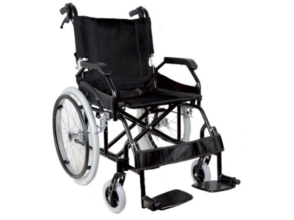 Carrozzina in Alluminio Prince Seduta 46 cm Nera a Doppio Incrocio