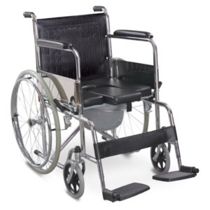 Sedia a Rotelle Comoda Pieghevole in Acciaio Cromato