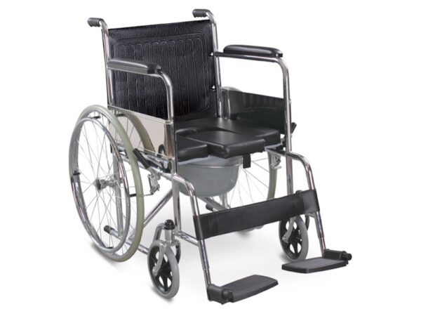 Sedia a Rotelle Comoda Pieghevole in Acciaio Cromato