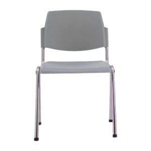Sedia Impilabile Acciaio Cromato, Seduta Plastica Autoestinguente Grigia - 2 pz - 1