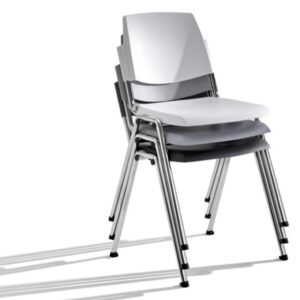 Sedia Impilabile Acciaio Cromato, Seduta Plastica Autoestinguente Grigia - 2 pz - 2