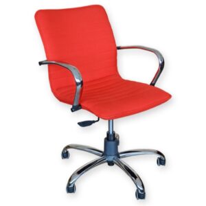 Sedia Elite Schienale Basso, Base e Braccioli Cromati - Tessuto Rosso