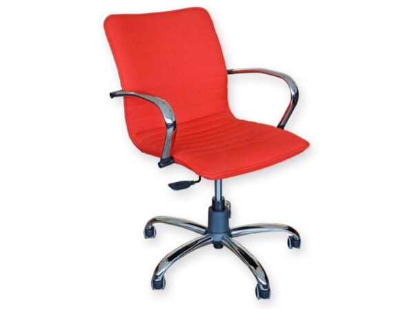 Sedia Elite Schienale Basso, Base e Braccioli Cromati - Tessuto Rosso