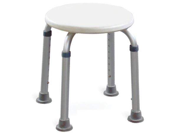 Sgabello da Doccia Alluminio, Seduta Plastica diam. 32,5 cm, h 38-56 cm - 5 pz