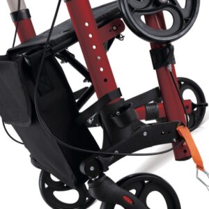 Deambulatore Compact Pieghevole in Alluminio Rosso con Rete Sedile - 2 pezzi - 2
