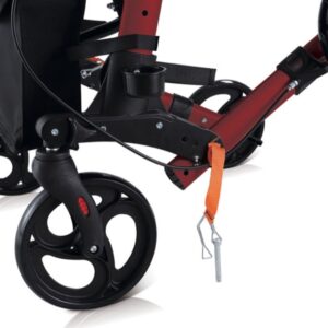 Deambulatore Compact Pieghevole in Alluminio Rosso con Rete Sedile - 2 pezzi - 3