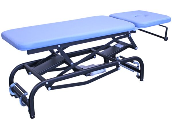 Lettino Visita King Altezza Variabile 48-95 cm con Foro - Telaio Nero - Blu