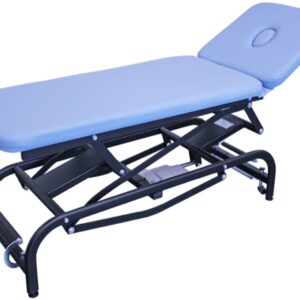 Lettino Visita King Altezza Variabile 48-95 cm con Foro - Telaio Nero - Blu - 2