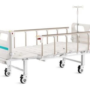 Letto Ospedaliero a 3 Sezioni con 2 Manovelle e Ruote - 1
