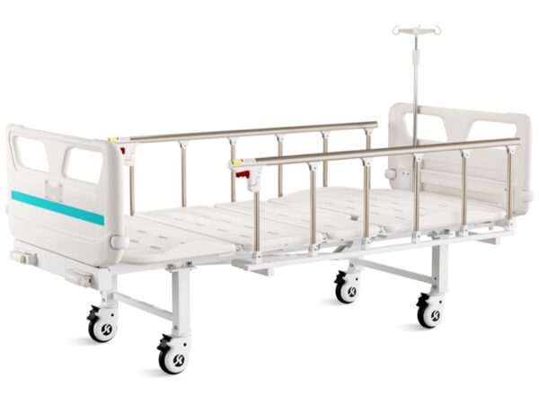 Letto Ospedaliero a 3 Sezioni con 2 Manovelle e Ruote