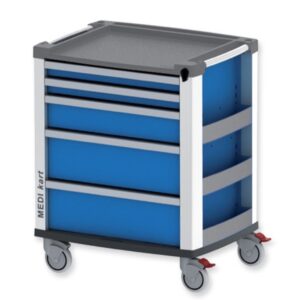 Carrello Medico Medi Kart con 5 Cassetti Blu 804x616x975 mm