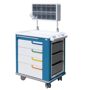 Carrello Medicazione Standard con Dispenser 65x88x100 cm - Bianco/Blu - 1