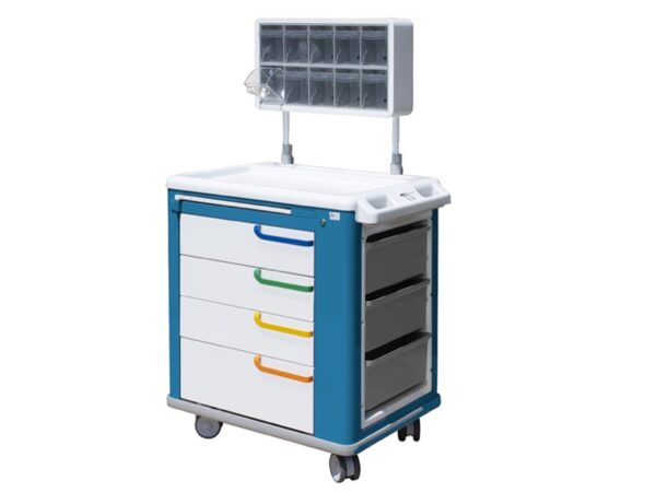 Carrello Medicazione Standard con Dispenser 65x88x100 cm - Bianco/Blu