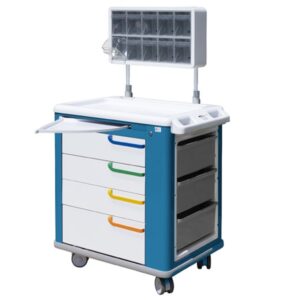 Carrello Medicazione Standard con Dispenser 65x88x100 cm - Bianco/Blu - 2