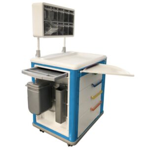 Carrello Medicazione Standard con Dispenser 65x88x100 cm - Bianco/Blu - 3