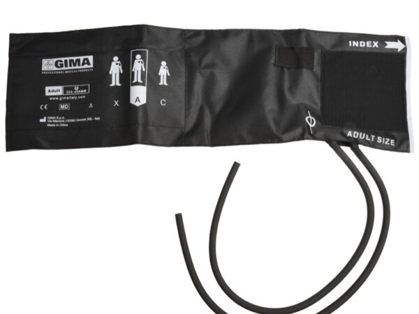 Bracciale Sfigmomanometro Adulti 2 Tubi 49x15 cm in Nylon Nero con Polmone - Lat