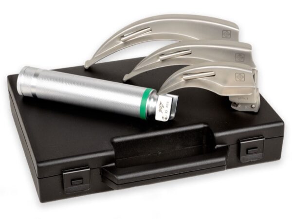 Set Laringoscopio a Fibra Ottica LED con 3 Lame Macintosh 2-3-4 3,5V