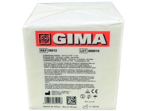 Compresse Garza TNT Non Sterili 10x10 cm 4 Veli 30% Poliestere 70% Viscosa - 100