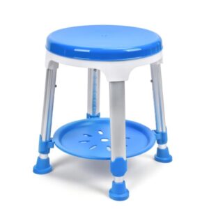 Sgabello da Doccia Blu con Vassoio Girevole, diam. 33 cm, h 40-52 cm - 5 pz - 1