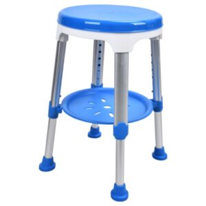 Sgabello da Doccia Blu con Vassoio Girevole, diam. 33 cm, h 40-52 cm - 5 pz - 2