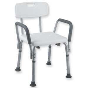 Sedia da Doccia con Schienale e Braccioli in Alluminio Portata 100 kg - 3 pezzi