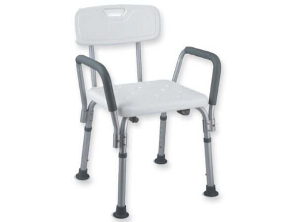 Sedia da Doccia con Schienale e Braccioli in Alluminio Portata 100 kg - 3 pezzi