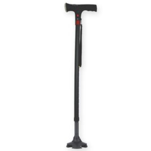 Bastone di Sicurezza con Luce LED e Allarme Base a 4 Piedini Nero - 10 pezzi - 1