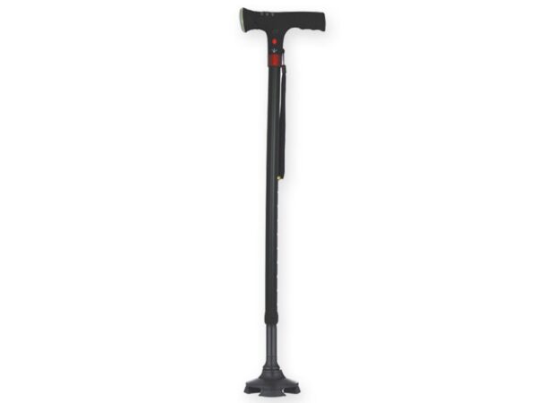 Bastone di Sicurezza con Luce LED e Allarme Base a 4 Piedini Nero - 10 pezzi