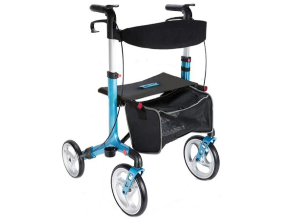 Deambulatore Prince Pieghevole Multifunzionale Alluminio con Ruote in PU Azzurro