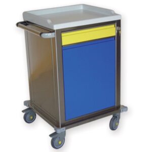 Carrello Modulare in Acciaio Inox con 1 Cassetto Piccolo e 1 Vano con Ripiano