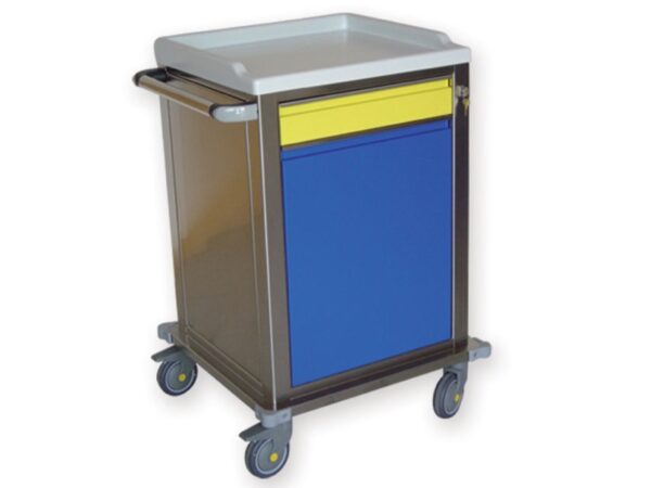 Carrello Modulare in Acciaio Inox con 1 Cassetto Piccolo e 1 Vano con Ripiano