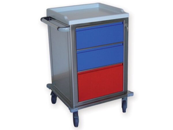 Carrello Modulare in Acciaio Inox con 2 Cassetti Medi e 1 Cassetto Grande
